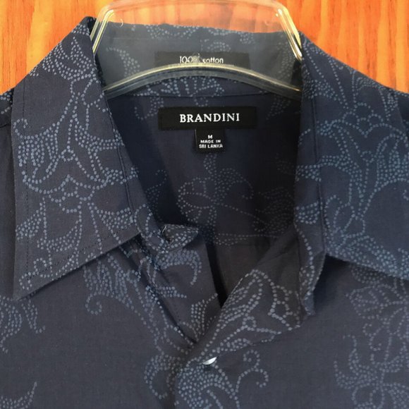 Brandini Mens Casual Button Down Blue Dress Shirt Size M - Picture 2 of 5